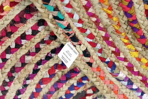 Miniatura 4 de COTTON CRAFT Yute Chindi - Alfombra de trapo, estilo bohemio, rústico, decorativa, tejida a mano, reversible, de algodón reciclado natural