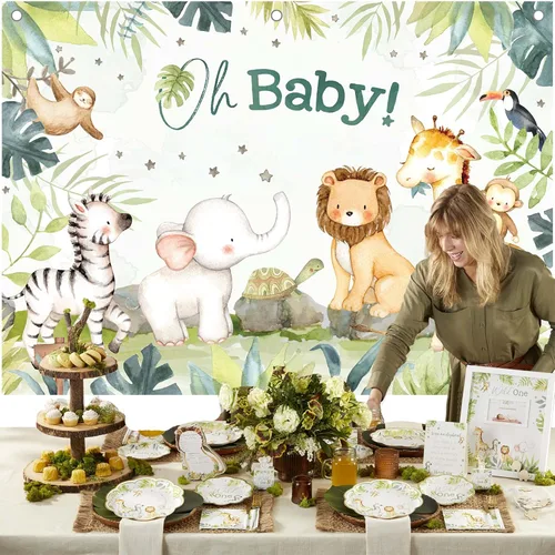 Kate Aspen Decoraciones de safari para baby shower, telón de fondo de fotos/accesorio de fotos/cabina de fotos, decoración de guardería