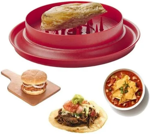 Miniatura 2 de Trituradora de pollo, herramienta de trituración de carne, alternativa a la trituradora de carne de garras de oso y para carne de cerdo tirado, Rojo