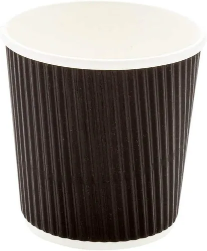 Miniatura 5 de 500 unidades de tazas desechables negras de 4 onzas para bebidas calientes con diseño de pared ondulada: no necesita mangas - Perfectas para Negro