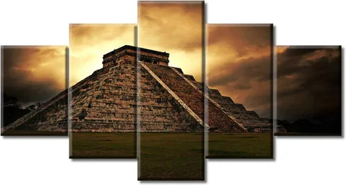 Miniatura 16 de Arte de pared con varios paneles, calendario maya, imágenes de piedra del sol, pinturas de civilización azteca sobre lienzo, sala de estar