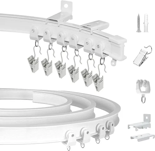 Miniatura 10 de Riel para Cortinas de Techo, Riel para Cortinas de Techo Curvo Flexible Montaje en Pared Riel para Cortinas 16 Pies Resistente Divisor de Habitación