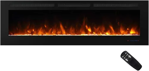 Miniatura 10 de Inserto de chimenea eléctrica empotrable de 36 pulgadas, 5 ajustes de llama, juego de troncos u opciones de cristal, control de temperatura por