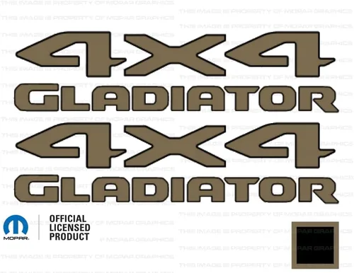 Adhesivos gráficos de cabecera de gladiador 4x4 para Jeep Wrangler/Gladiator JL/JT (2019-2024) 392 bronce con contorno negro F392BO (juego de 2) |