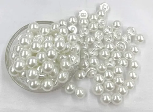 Miniatura 3 de AMORNPHAN 100 botones redondos blancos de perlas de resina de 0.551 in con forma de hongo con agujero para coser ropa, vestido, suéter