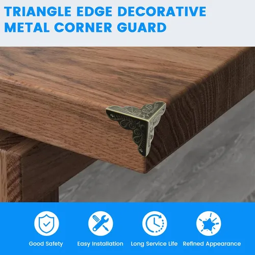 Miniatura 4 de SDTC Tech Paquete de 12 protectores de esquina de muebles de 1 x 1 pulgada, borde triangular de bronce antiguo, protector decorativo de esquina
