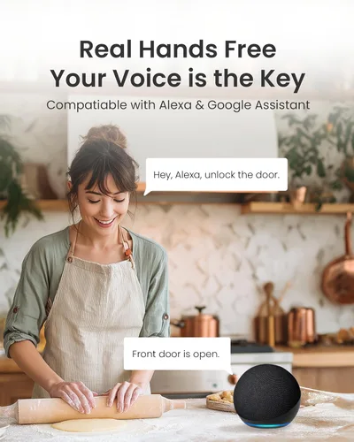 Miniatura 3 de DESLOC Smart Lock D110 Plus, cerradura de puerta delantera inteligente con huella digital WiFi con teclado de pantalla táctil, control remoto