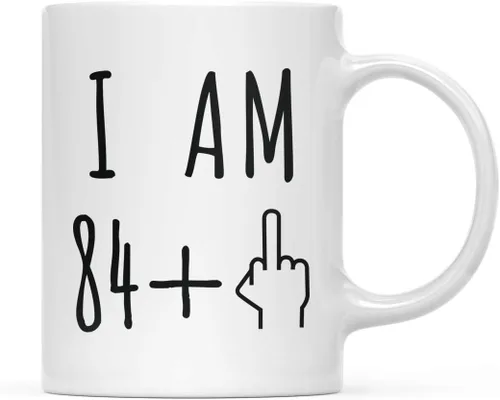 Miniatura 84 de Andaz Press Divertida taza de café de 11 onzas, regalo de broma de cumpleaños, I Am 49 + 1 dedo medio, 1 paquete, ideas de regalo de cumpleaños 50