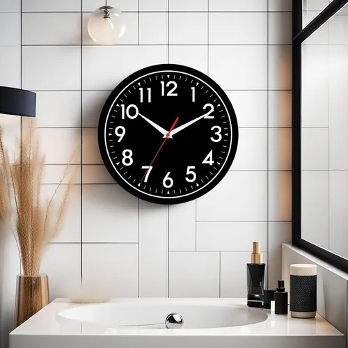 Miniatura 6 de DAXSMY - Reloj de pared negro de 10 pulgadas, funciona con pilas, simple, silencioso, sin tictac, analógico, decorativo para cocina, baño