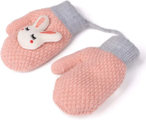Miniatura 7 de Flammi - 2 pares de mitones para bebés, niños y niñas, forro de sherpa de invierno, guantes de punto cálido, guantes de dibujos animados para niños