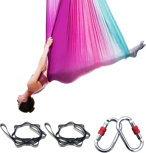 Foser Hamaca aérea, juego de columpio de 16.4 pies y 9.2 pies para yoga, danza y acrobacia antigravedad Gradiente Púrpura