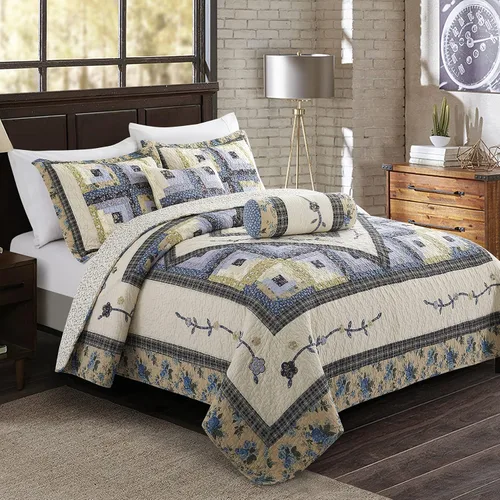 Miniatura 2 de L'IRISDOM Juego de ropa de cama Queen 100% algodón, colcha de retazos bohemios, colcha acolchada para todas las estaciones