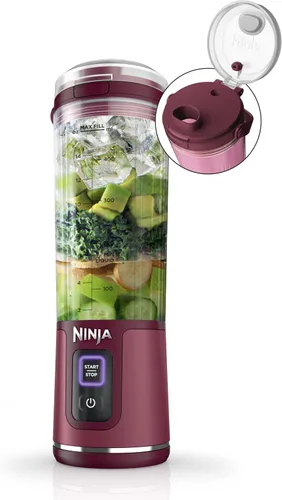 Ninja BC151CR Blast Licuadora Portátil, Sin Cable, Recipiente de 18oz, Licuadora Personal para Batidos y Licuados, Libre de BPA, Tapa Hermética y