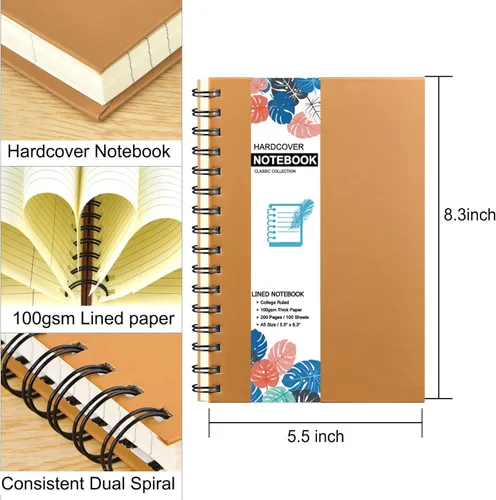 Miniatura 2 de Paquete de 6 cuadernos de tapa dura A5 en espiral, cuadernos con rayas universitarias, diario colorido, agenda a granel, planificador de viajes