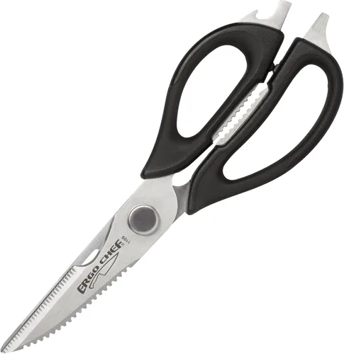 Ergo Chef Tijeras de cocina multiusos para aves de corral, pescado, verduras, removedor de hierbas, abridor de botellas (negro)