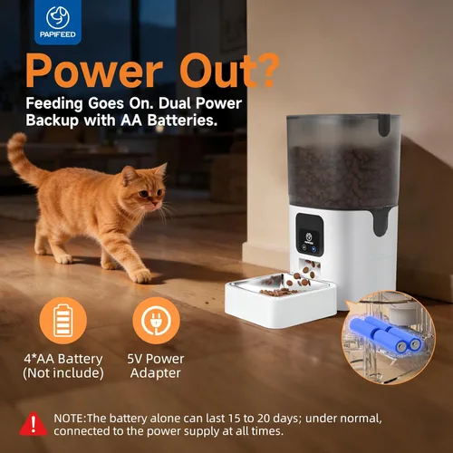 Miniatura 5 de PAPIFEED Comedero automático WiFi 5G: dispensador automático inteligente de comida para gatos con modo de alimentación lenta, desmontable para una