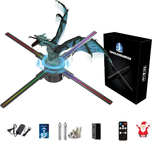 Ventilador holográfico 3D, ventilador holográfico de 18.1 pulgadas con control remoto/Bluetooth/WIFI/700 videoteca, ventilador holográfico de