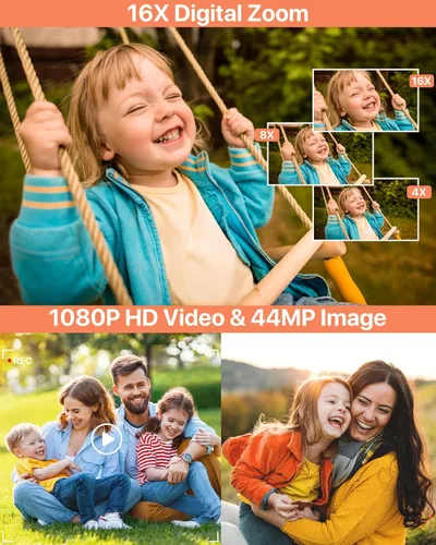 Miniatura 2 de Cámara digital, la última cámara digital FHD 1080P para adolescentes con tarjeta SD, cámaras antisacudidas y disparos, cámaras portátiles con zoom