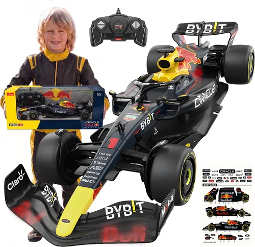 Miniatura 8 de BEZGAR Auto de control remoto F1 - Auto de juguete Rb18 con licencia oficial, vehículo modelo 1:18, RC de carreras F1 de 2.4GHz para niños, niñas