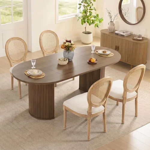 Miniatura 17 de SoarFlash Juego de mesa de cocina y sillas para 4, juego de mesa de comedor de 47 pulgadas para 4 personas con sillas tapizadas de terciopelo, juego