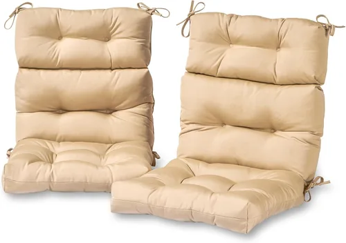 Miniatura 38 de Cojines para silla de respaldo alto para exteriores, diseño de asiento y respaldo con bisagras de una pieza, reversibles con 4 lazos, tela