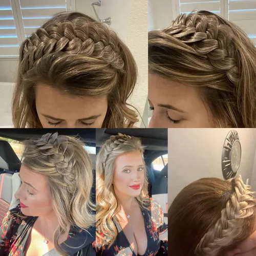 Miniatura 7 de Diadema ancha trenzada para el cabello, accesorios para el cabello, banda elástica antideslizante para mujeres y niñas (amarillo claro)