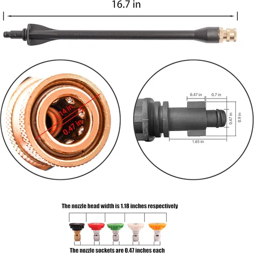 Miniatura 2 de Pistola de pulverización para lavadora a presión - para pistola de lavado a presión Ryobi M22-14MM y conectores de manguera M22-15MM - con 1 soporte