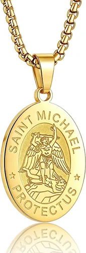 Miniatura 6 de Collar de patrón de santo, San Miguel/Virgen María/Rafael/Judá/Cristóbal/Benedicto/José/Patricio/Francisco/Florián/Tomás/Antonio, acero inoxidable