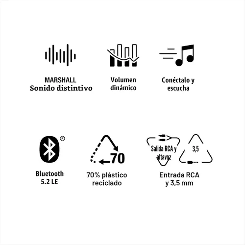 Miniatura 10 de Marshall Stanmore III Altavoz Bluetooth para el Hogar - Sonido Estéreo Fuerte con Controles de Graves y Agudos Alimentado con Enchufe Compatible