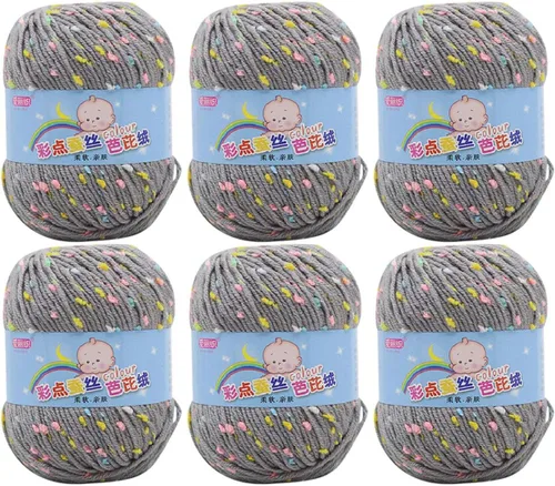 Miniatura 27 de Paquete de 6 hilos de ganchillo de algodón colorido para tejer suéter súper suave para mantas de bebé y ropa, sombrero, bufanda, 10.58 oz
