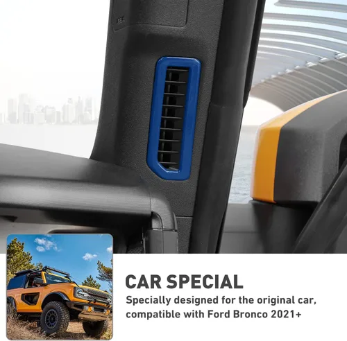 Miniatura 4 de Cubierta de anillo de ventilación interior para Ford Bronco 2021 2022 + 2/4 puertas (ABS, 2 piezas/juego, azul)