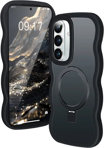 Miniatura 24 de [Soporte magnético y marco ondulado] Funda para Samsung Galaxy S24 Ultra [compatible con MagSafe] [protección militar contra caídas] no amarillenta