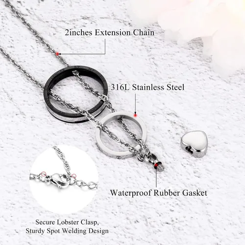 Miniatura 49 de XIUDA Collar de urna de cremación para cenizas, recuerdo tallado con recuerdo eterno de acero inoxidable, joyería conmemorativa para cenizas