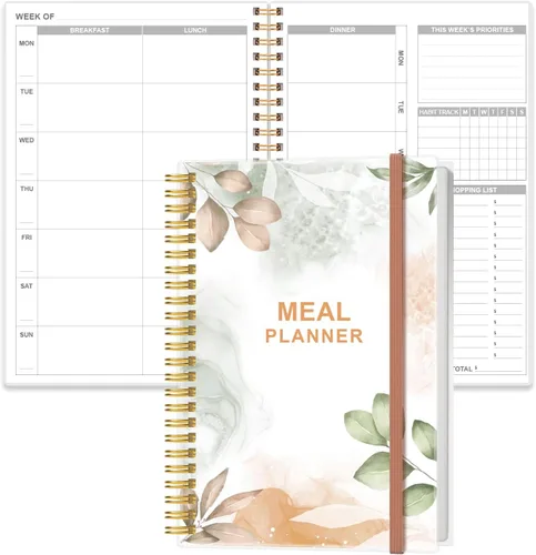 Miniatura 8 de Agenda semanal de comidas, diario A5 semanal y diario de preparación de comidas con listas de compras y comestibles para planificación de menús, Azul