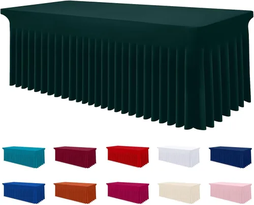 Miniatura 17 de Smiry Mantel de Spandex, Mantel Elástico Ajustable Extensible para Mesas Rectangulares de 6 Pies, Falda Cubierta de Mesa Impermeable y Lavable