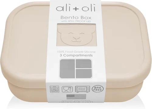 Miniatura 12 de Ali+Oli Caja de Bento de Silicona (Azul) Lonchera para Niños, Pequeños, Preescolares y Adultos Sin BPA y a Prueba de Derrames Ideal para Escuela