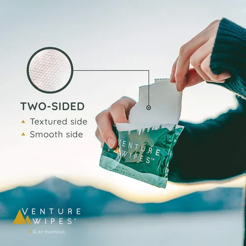 Miniatura 5 de Venture Wipes Toallitas corporales de aceite de árbol de té, toallitas de aventura para adultos, limpieza biodegradable con aloe y vitamina E