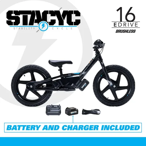 Miniatura 6 de STACYC Bicicleta de equilibrio eléctrica sin escobillas 16eDRIVE para niños de 5 a 7 años de edad