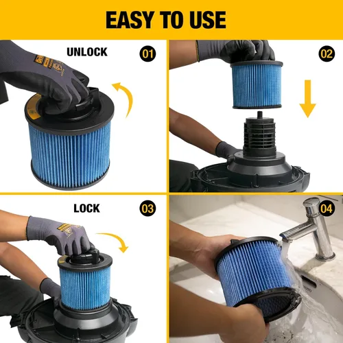 Miniatura 9 de DEWALT Filtro de vacío de repuesto DXVC4002, apto para la mayoría de aspiradoras húmedas y secas de 4 a 5 galones, filtro de cartucho de alta