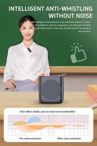 Miniatura 3 de Amplificador de voz inalámbrico con micrófono de solapa inalámbrico, megáfono de altavoz portátil con clip de solapa de doble solapa micrófono