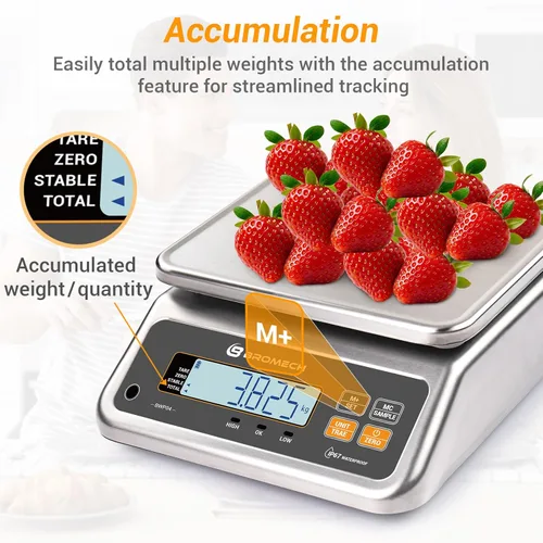Miniatura 8 de Balanza de alimentos en libras y onzas, recargable, grado comercial, plataforma de acero inoxidable, para carnicería, tienda de delicatessen