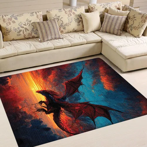 Miniatura 4 de Alfombra de dragón rojo malvado, alfombra de dragón rojo malvado, alfombra de dragón de 8 x 10 pies, alfombra de área de dragón para sala de estar