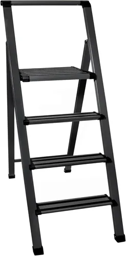 Miniatura 10 de Escalera plegable de 1 escalón, decorativa, de aluminio moderno y hermoso, ligero, perfil ultra delgado, peldaños antideslizantes, resistente