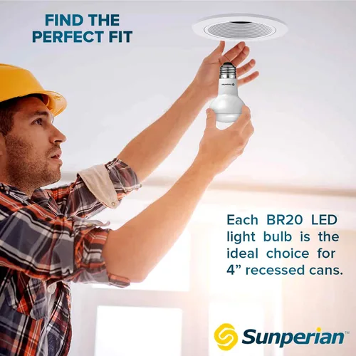 Miniatura 5 de SUNPERIAN Bombilla LED BR20, 6 W = 50 W, 2700 K blanco cálido, 550 lúmenes, bombillas de inundación regulables para latas empotradas, clasificación