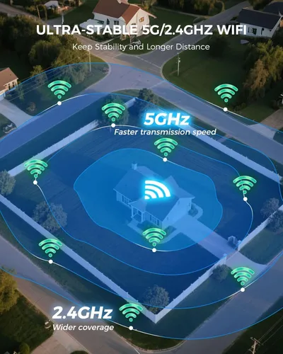 Miniatura 9 de Hiseeu - Cámara solar inalámbrica para exteriores, sistema de cámara de seguridad para el hogar, WiFi de 2.4G y 5G, kit de 4 cámaras de 4MP