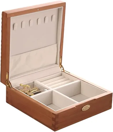 SOFTALK Joyero cuadrado vintage de madera Caja de música de rima de primavera organizador de caja de joyería decorativa caja de regalo de recuerdo