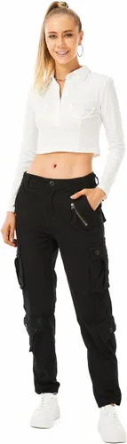 Miniatura 7 de Pantalones cargo de trabajo para mujer, de algodón, con 8 bolsillos, informal, estilo de combate militar