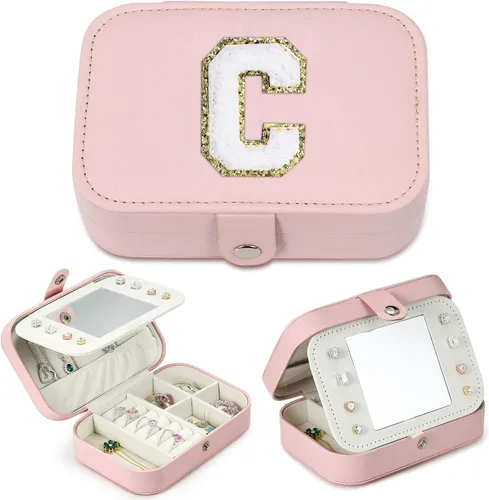 Parima Organizador de joyas de viaje para mujer, organizador de joyas de viaje, organizador de collares, aretes, organizador de anillos, organizador