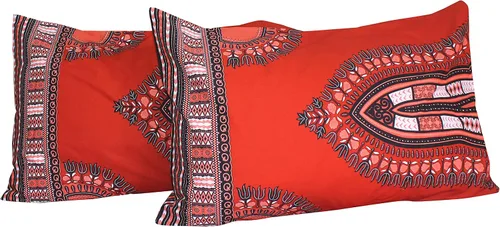 Miniatura 17 de RaanPahMuang Fundas de almohada en African Dashiki Art 100% algodón tejido Batik estampados, juego de 2 fundas, negro amarillo