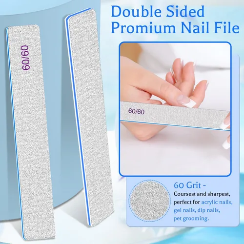 Miniatura 2 de Lima de uñas de grano 60/60 para uñas acrílicas, limas de uñas súper ásperas, tableros de esmeril para uñas artificiales, uñas postizas, lima